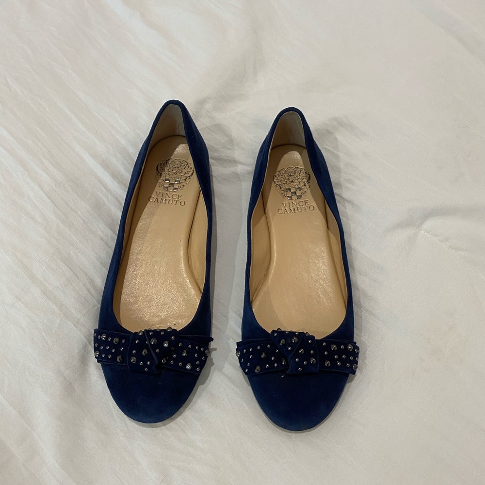 Vince Camuto Navy Blue Flats w/ Studded Bow